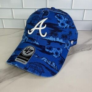 Atlanta Braves Hat Cap Strap Back Men One Size Clean Up Baseball Hawaiian Floral